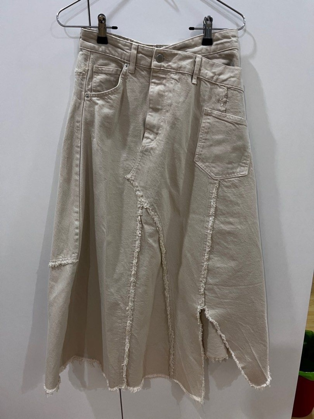 Zara asymmetrical tan midi skirt size medium